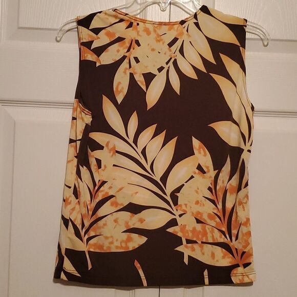 Susan Lawrence Women's Sleeveless Floral Leaf Print Top Size Med - Picture 6 of 8